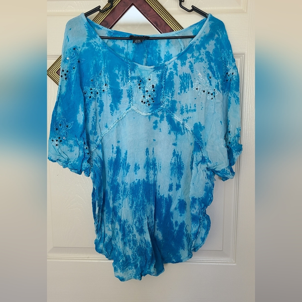 Blue Tie-Dye Blouse